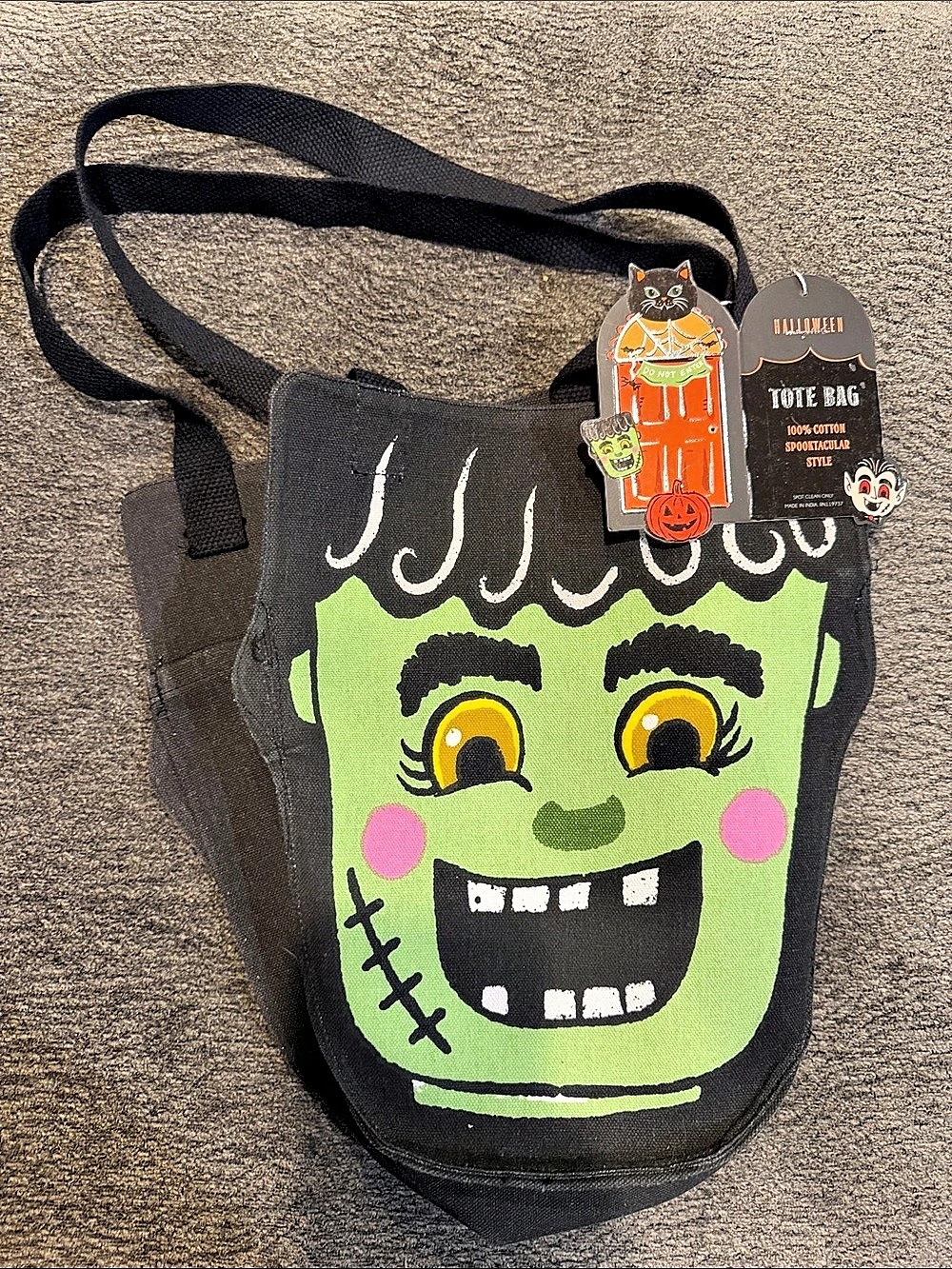 Halloween Night Frankenstein Cotton Tote Bag